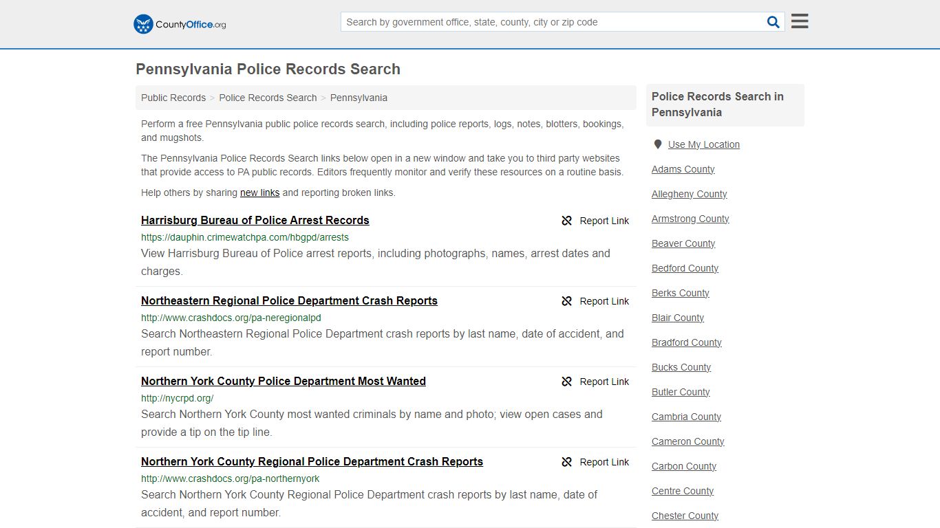 Police Records Search - Pennsylvania (Accidents & Arrest Records)
